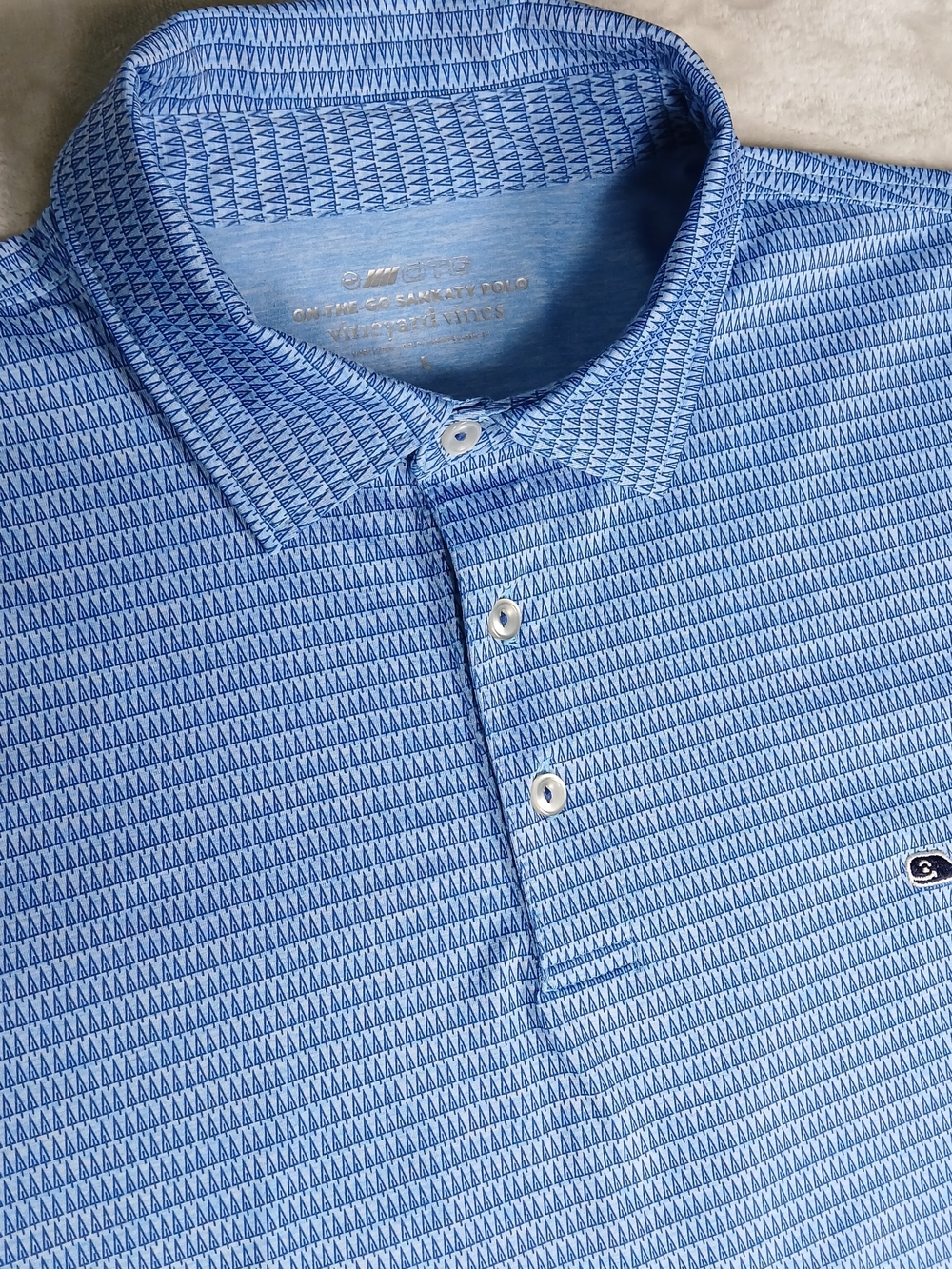 Vineyard Vines On The Go Sankaty Polo L Men's Geometric Performance Golf Blue